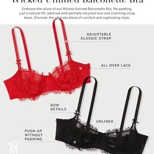 Victoria's Secret Wicked Unlined Balconette Bra - Red and Black